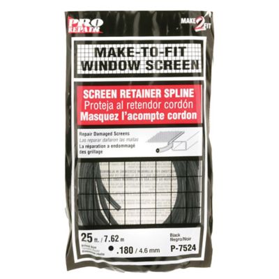 Prime-Line Screen Retainer Vinyl Spline, 0.180 in. Round, Black, 25 ft., P 7524