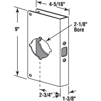 Image showing  Lock and Door Reinforcer, 1-3/8 in. x 2-3/4 in., Stainless Steel, MP9452