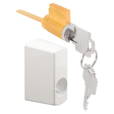 Prime-Line Sliding Door Keyed Locking Unit in White Diecast, 1-3/4 in. Hole Centers, E 2145