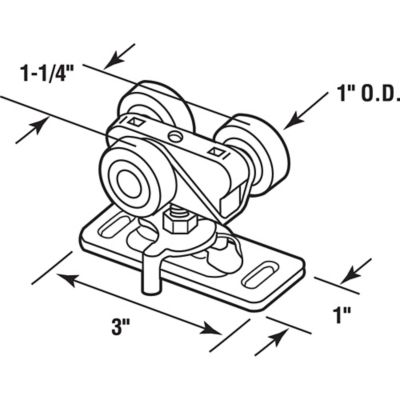 Image showing  1 in. Flat Nylon Wheel Bi-Fold Door Roller, 2 pk., N 6848