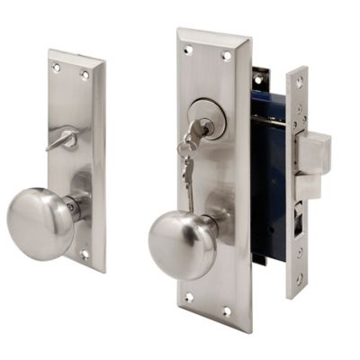 Prime-Line Mortise Lock Set, Satin Nickel, Left Hand, 2-1/2 in. Backset, Surface, SE 27590