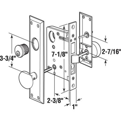Image showing  Mortise Lock Set, Satin Nickel, Left Hand, 2-1/2 in. Backset, Surface, SE 27590