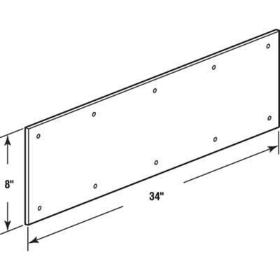 Image showing  8 in. x 34 in. Brite Brass on Aluminum Door Kick Plate