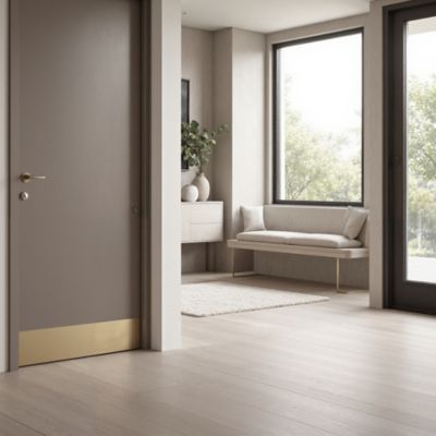 Image showing  8 in. x 34 in. Brite Brass on Aluminum Door Kick Plate