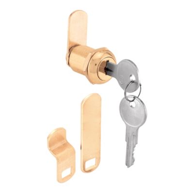 Prime-Line Drawer and Cabinet Lock Kit, 7/8 in., Diecast Housing with Brass Finish, U 9944