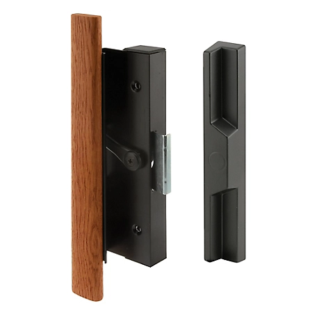 Prime-Line Black Diecast Sliding Door Handle with Wood Handle, Single pk., C 1126