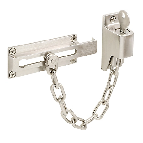 Prime-Line Keyed Chain Door Guard, 3-1/4 in., Satin Nickel Plated Finish, U 11093