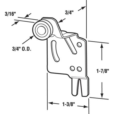 Image showing  Closet Door Roller, Front, 3/4 in. Offset, 3/4 in. Nylon Wheel, Fits Atlas Doors, 2 pk., N 6628