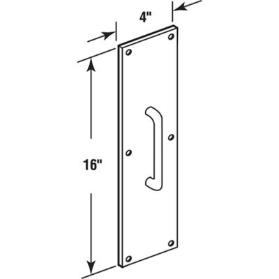 Image showing  4 x 16 in. Stainless Steel Round Handle Door Pull Plate, J 4643