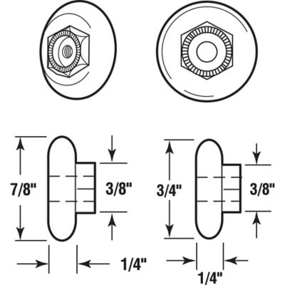 Image showing  3/4 in. and 7/8 in. Round Tub Enclosure Rollers, 2 Sets, M 6201
