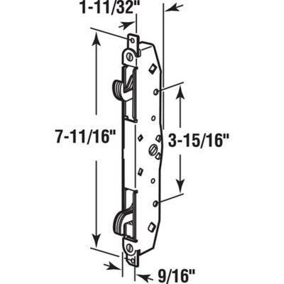 Image showing  Zinc Plated Mortise Lock, 7-11/16 in. on Center Mounting Hole, Multi-Point Latch