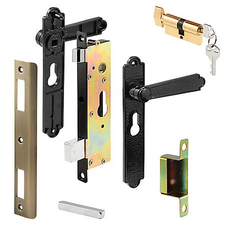 Prime-Line Security Screen or Storm Door Lever Set, Lock Cylinder, Diecast, Black, 1 Set, K 5092