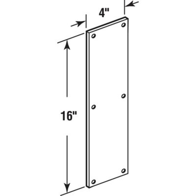 Image showing  Satin Aluminum Door Push Plate, 4 in. x 16 in.