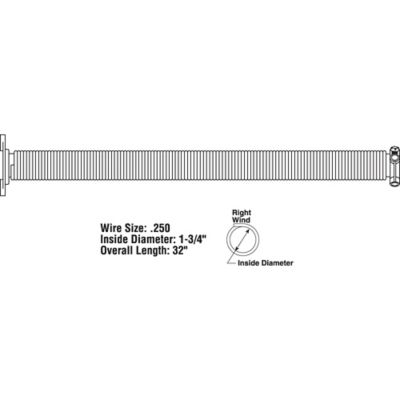 Image showing  Steel Right-Hand Garage Door Torsion Spring, 0.250 in. x 1.75 in. x 32 in., Black with White Painted End, Single Pack