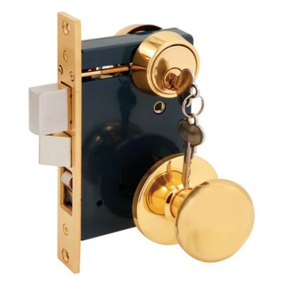 Prime-Line 2-1/2 in., Backset, Entrance Mortise Lockset, Wrought Solid Brass, SE 27580