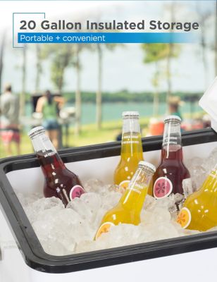 Image showing  Mobile Cooler Cart with 2 Door Seal Lid & Bottle Opener with Catch Basin