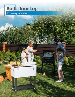Image showing  Mobile Cooler Cart with 2 Door Seal Lid & Bottle Opener with Catch Basin