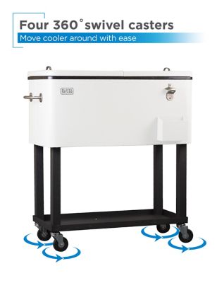 Image showing 5 th Black & Decker Mobile Cooler Cart with 2 Door Seal Lid & Bottle Opener with Catch Basin