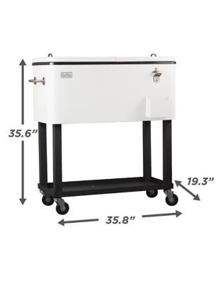 Image showing 6 th Black & Decker Mobile Cooler Cart with 2 Door Seal Lid & Bottle Opener with Catch Basin