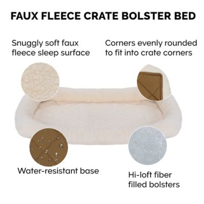 Image showing 6 th FurHaven Faux Lambswool Bolster Crate Pet Bed for Dogs and Cats