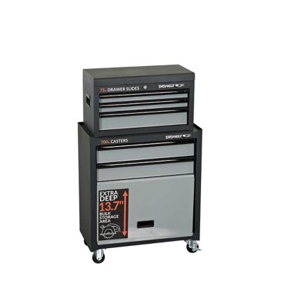 SHOPMAX 27 in. 5-Drawer and 1 Panel Door Tool Chest and Rolling Cabinet Combo
