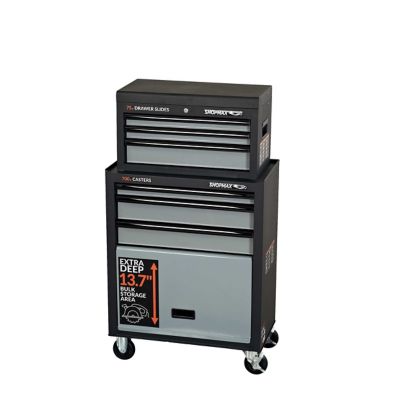 SHOPMAX 27 in. W 6 Drawer + 1 Panel Door Tool Chest & Rolling Cabinet Combo, 82703A2-03B2