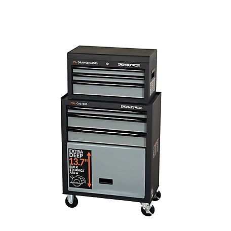 SHOPMAX 27 in. W 6 Drawer + 1 Panel Door Tool Chest & Rolling Cabinet Combo, 82703A2-03B2