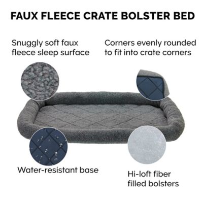 Image showing 6 th FurHaven Faux Lambswool Bolster Crate Pet Bed for Dogs and Cats