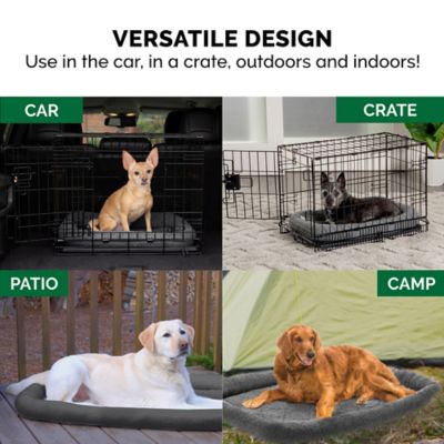 Image showing 7 th FurHaven Faux Lambswool Bolster Crate Pet Bed for Dogs and Cats