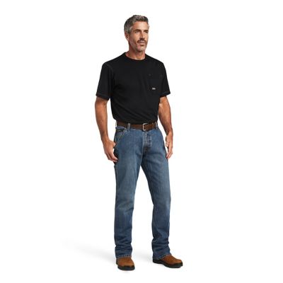 Image showing 5 th Ariat Men's Stretch Fit Low-Rise Rebar M4 DuraStretch Workhorse Bootcut Jeans