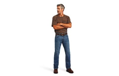 Image showing 4 th Ariat Men's Slim Fit Low-Rise Rebar M7 DuraStretch Edge Straight Leg Work Jeans