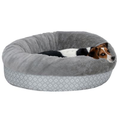 FurHaven Plush Calming Donut Pet Bed, Diamond Print