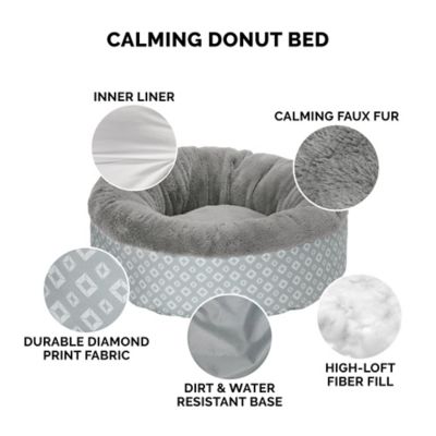 Image showing  Plush Calming Donut Pet Bed, Diamond Print