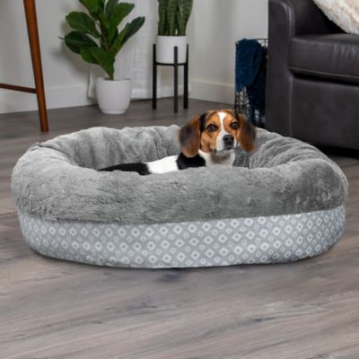 Image showing 8 th FurHaven Plush Calming Donut Pet Bed, Diamond Print