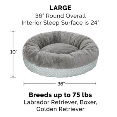 Image showing 7 th FurHaven Plush Calming Donut Pet Bed, Diamond Print