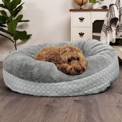 Image showing 8 th FurHaven Plush Calming Donut Pet Bed, Diamond Print