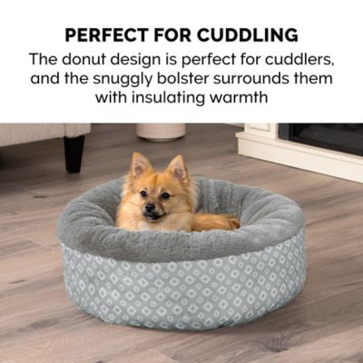Image showing  Plush Calming Donut Pet Bed, Diamond Print