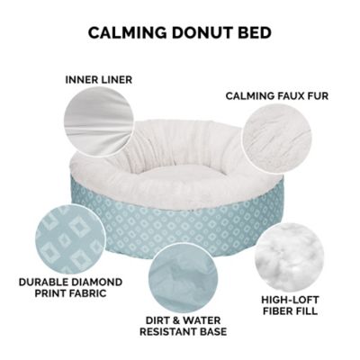 Image showing  Plush Calming Donut Pet Bed, Diamond Print