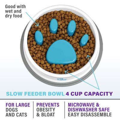 Image showing  32 oz. Slow Feeder Plastic Pet Bowl