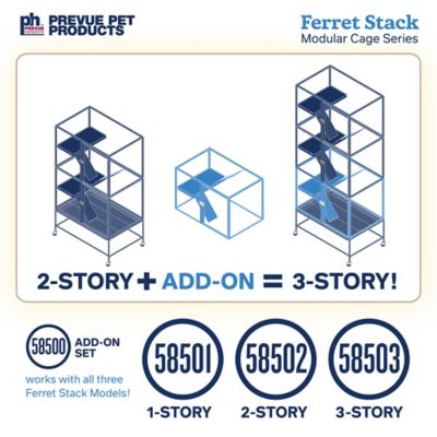 Image showing 5 th Prevue Pet Products 2-Story Stacking Ferret Cage, 54 x 20in.