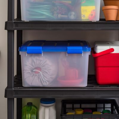 Image showing  44 Quart WEATHERPRO Plastic Storage Bin with Durable Lid, Seal, and Latching Buckles - 4 Pack