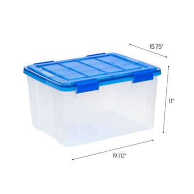 Image showing  44 Quart WEATHERPRO Plastic Storage Bin with Durable Lid, Seal, and Latching Buckles - 4 Pack