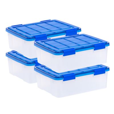 IRIS USA 26.5 Quart WEATHERPRO Plastic Storage Bin with Durable Lid, Seal, and Latching Buckles - 4 Pack