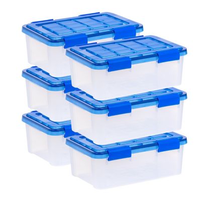 IRIS USA 16 Quart WEATHERPRO Plastic Storage Bin with Durable Lid, Seal, and Latching Buckles - 6 Pack