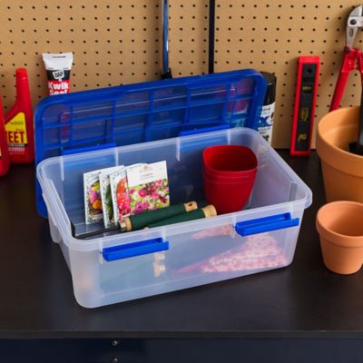Image showing  16 Quart WEATHERPRO Plastic Storage Bin with Durable Lid, Seal, and Latching Buckles - 6 Pack