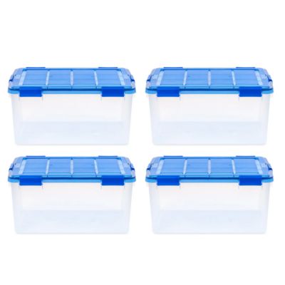 Image showing 8 th IRIS USA 60 qt. WEATHERPRO Plastic Storage Bins with Durable Lid, Seal and Latching Buckles, 4 pc.