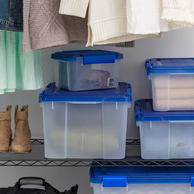 Image showing  6.5 Quart WEATHERPRO Plastic Storage Bin with Durable Lid, Seal, and Latching Buckles - 5 Pack