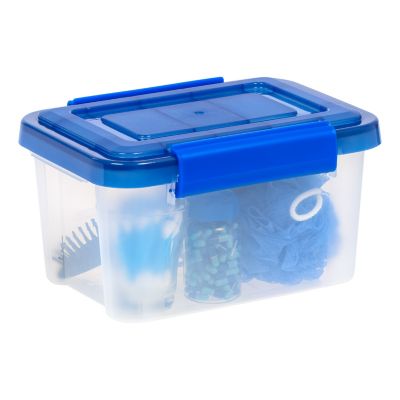 Image showing  6.5 Quart WEATHERPRO Plastic Storage Bin with Durable Lid, Seal, and Latching Buckles - 5 Pack