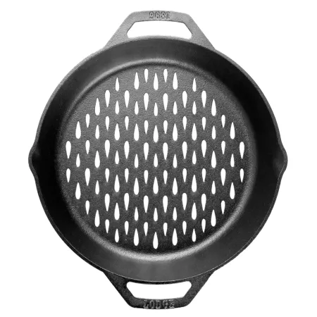 Lodge Seasoned Cast Iron Double Handle Grill Basket Open Fire Cookware