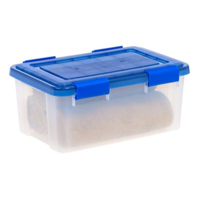 Image showing  19 Quart WEATHERPRO Plastic Storage Bin with Durable Lid, Seal, and Latching Buckles - 5 Pack